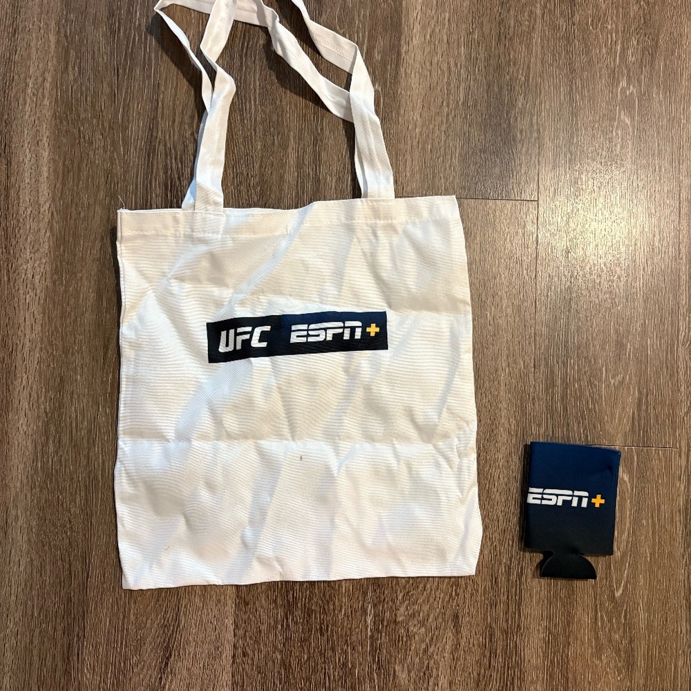 ESPN+ UFC White Tote Bag with Koozie